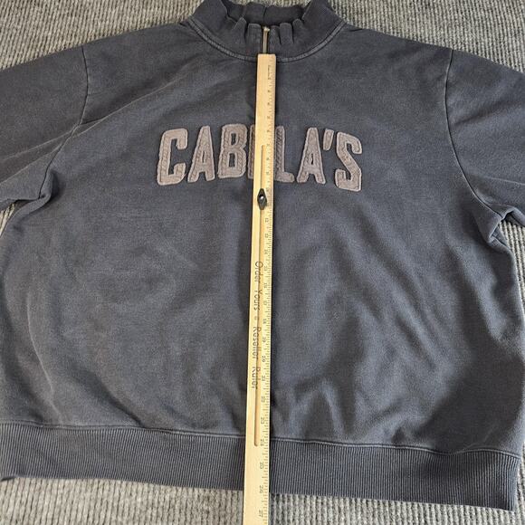 Cabelas Sweatshirt Mens 3XL Gray Quarter Zip Mock Fleece Pullover Embroidered - Picture 5 of 12